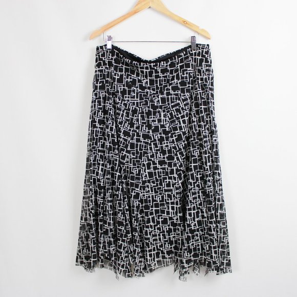 Tribal Black Geo Pattern Handkerchief-trim Midi Skirt - Picture 13 of 13